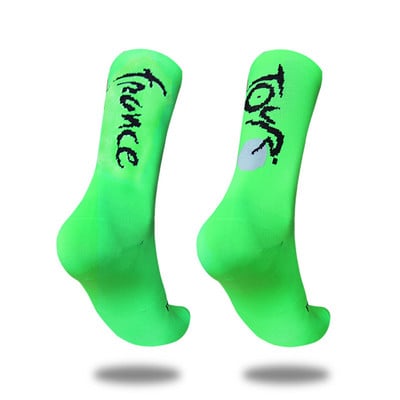 Șosete noi de ciclism bărbați, femei, campioni, dungi colorate, sport, respirabili, de compresie, șosete de ciclism Calcetines Ciclismo