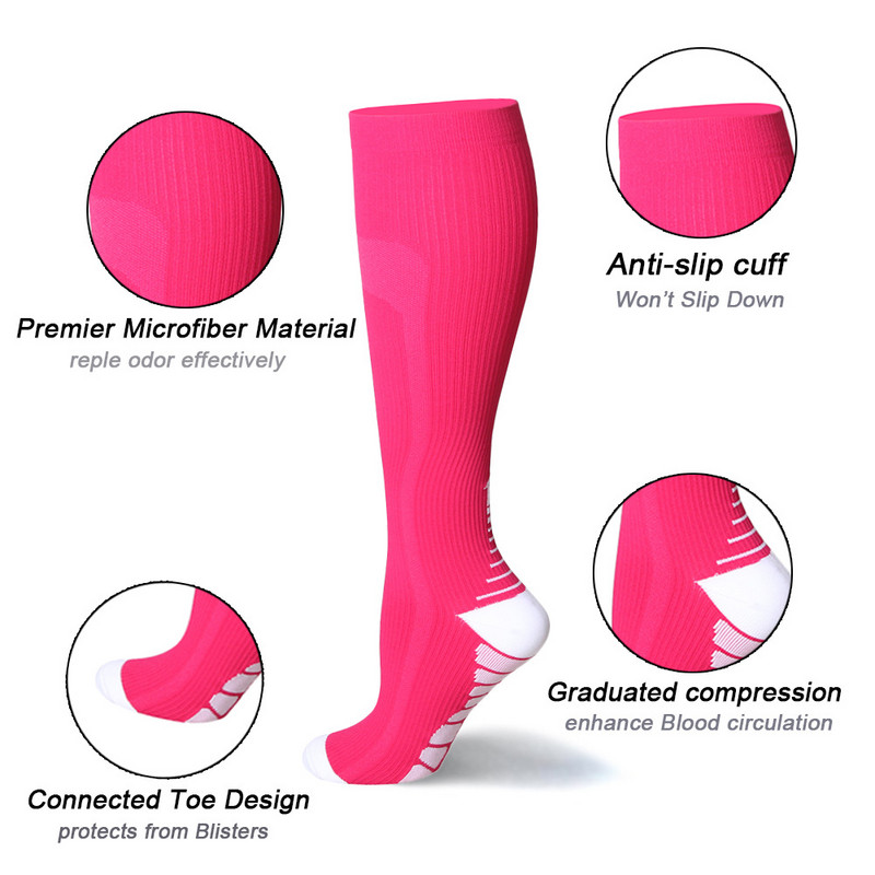 Brothock Medicinske kompresivne čarape Eksplozivne sportske nogometne čarape Neklizajuće Elastične čarape za trčanje na otvorenom za biciklizam na otvorenom