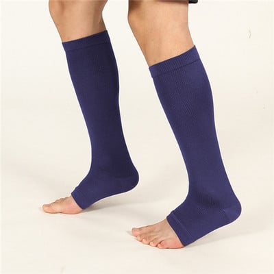 1 pár kompressziós zokni Térd magasan nyitott lábujjtámasz zokni 18-21 mm Fitness Futó Leggings Kályhacsöves zokni