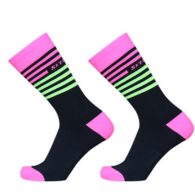 Skyknight Professionali värviliste triipudega hingavad Unisex rattasokid jooksmiseks