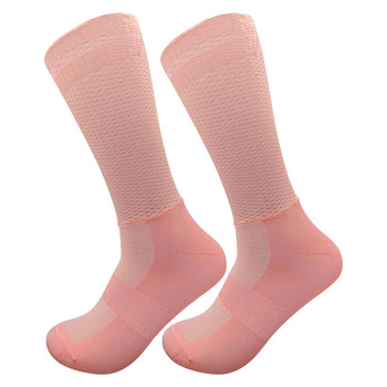 Мъжки и дамски нови едноцветни чорапи за колоездене Неплъзгащи се силиконови чорапи Дишащи мрежести чорапи