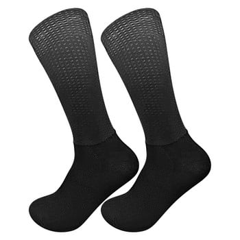 Мъжки и дамски нови едноцветни чорапи за колоездене Неплъзгащи се силиконови чорапи Дишащи мрежести чорапи