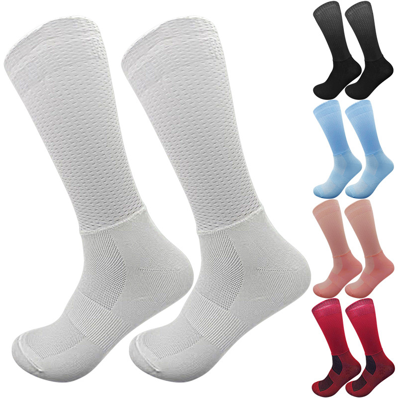 Vyriškos ir moteriškos naujos vienspalvės dviračių kojinės neslystančios silikoninės kojinės kvėpuojančios tinklinės kojinės