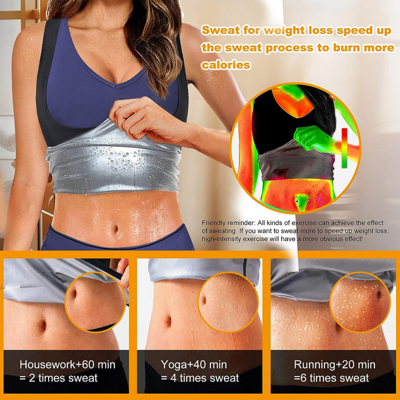 Trenerka za saunu Atletska majica s kompresijom Prsluk za saunu koji hvata toplinu za žene Djevojke Trener za fitnes u teretani za mršavljenje