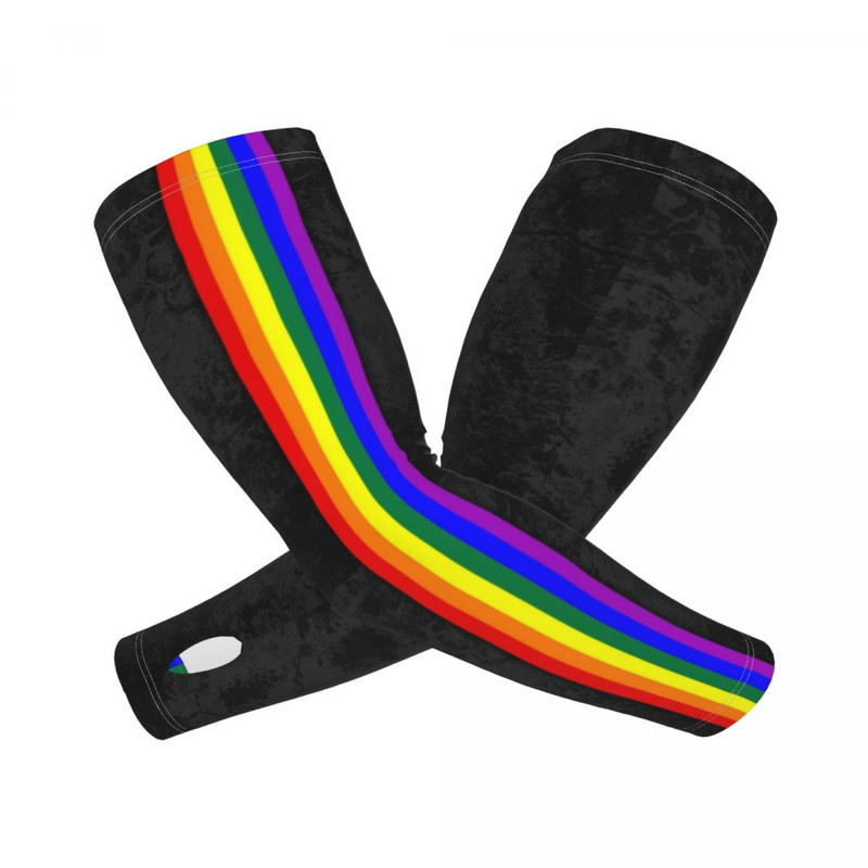 Nelaimės LGBTQ pasididžiavimo vėliava dryžuota rankovė, šiltesnė moteriška Vyriška LGBT UV apsauga nuo saulės tatuiruotė.