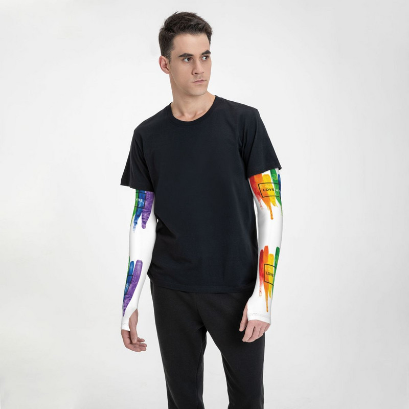 Chladivé LGBT Love Wins Rainbow Paint GLBT rukávy Muži Ženy Pride Športové kompresné tetovanie pre golf