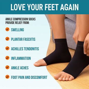 1 чифт чорапи с ортеза за глезена Компресионен ръкав за поддръжка на крака за тендинит на ахилесовото сухожилие, болки в ставите, намалява подуването, болка в петата