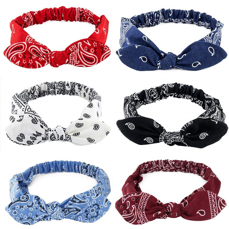 Jaunas Boho sieviešu matu lentes ar mīksto masīvu apdruku Vintage Cross Knot elastīgas matu lentes turbānu bandanas meitenēm matu lentes matu aksesuāri