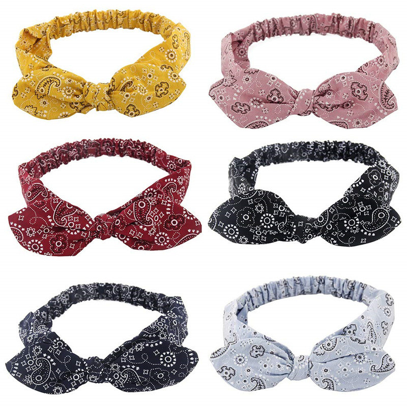 Jaunas Boho sieviešu matu lentes ar mīksto masīvu apdruku Vintage Cross Knot elastīgas matu lentes turbānu bandanas meitenēm matu lentes matu aksesuāri