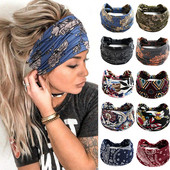 Jaunas Boho ziedu apdrukas platas galvas lentes, vintage mezgls, elastīga turbāna galvassega sievietēm, meitenēm, kokvilnas mīkstās bandānas matu aksesuāri