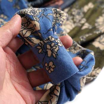 Νέο Boho Flower Print Φαρδιές κορδέλες κεφαλής Vintage Knot ελαστικό τουρμπάνι για γυναίκες κορίτσια Αξεσουάρ μαλλιών από βαμβακερό μαλακό μπαντάνα