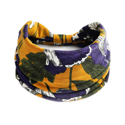 Jaunas Boho ziedu apdrukas platas galvas lentes, vintage mezgls, elastīga turbāna galvassega sievietēm, meitenēm, kokvilnas mīkstās bandānas matu aksesuāri
