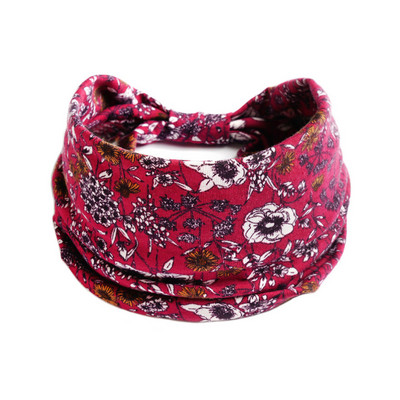 Jaunas Boho ziedu apdrukas platas galvas lentes, vintage mezgls, elastīga turbāna galvassega sievietēm, meitenēm, kokvilnas mīkstās bandānas matu aksesuāri