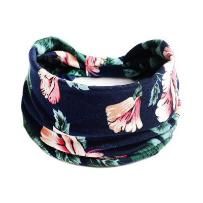 Jaunas Boho ziedu apdrukas platas galvas lentes, vintage mezgls, elastīga turbāna galvassega sievietēm, meitenēm, kokvilnas mīkstās bandānas matu aksesuāri