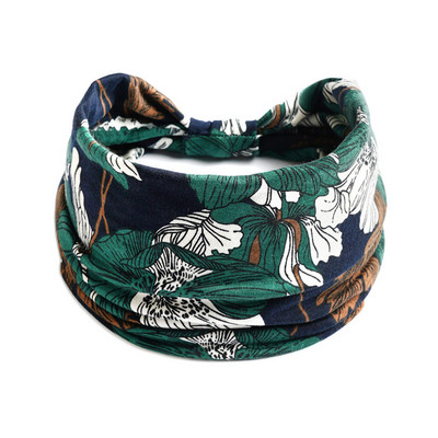 Jaunas Boho ziedu apdrukas platas galvas lentes, vintage mezgls, elastīga turbāna galvassega sievietēm, meitenēm, kokvilnas mīkstās bandānas matu aksesuāri