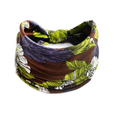 Jaunas Boho ziedu apdrukas platas galvas lentes, vintage mezgls, elastīga turbāna galvassega sievietēm, meitenēm, kokvilnas mīkstās bandānas matu aksesuāri