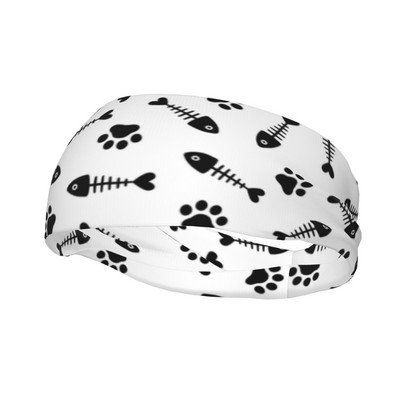 Ζώο Paw Cat Fish Headband Sweat Bands Ζώνη μαλλιών Jog Basketball Running Sweatband Αθλητική ασφάλεια για γυναίκες