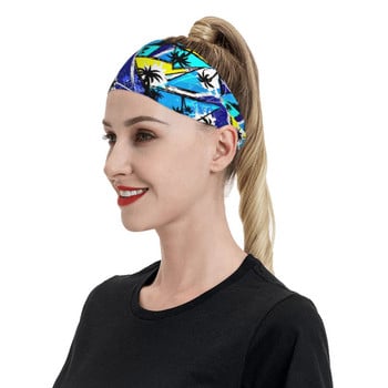 Abstract Chaotic Pattern Women Sweatband Headband Elasticity Cycling Running Hair Band Urban Geometric Bandage Sports Safety