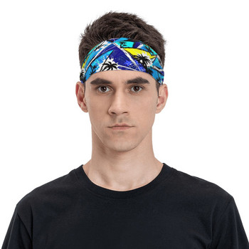 Abstract Chaotic Pattern Women Sweatband Headband Elasticity Cycling Running Hair Band Urban Geometric Bandage Sports Safety