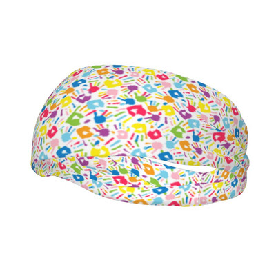 Colorat, vesel, amuzant, bandă pentru transpirație, cu imprimeu de mână, bentite pentru transpirație atletică, pentru cap, bandaj pentru transpirație, sală de gimnastică, fitness, yoga, turban de păr