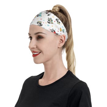 Raccoon Cartoon Sweatbands Ελαστικός ιδρώτας για τρέξιμο για γυναίκες Ανδρικές αντιολισθητικές χαριτωμένοι επίδεσμοι μαλλιών Jogging τουρμπάνι μαλλιών