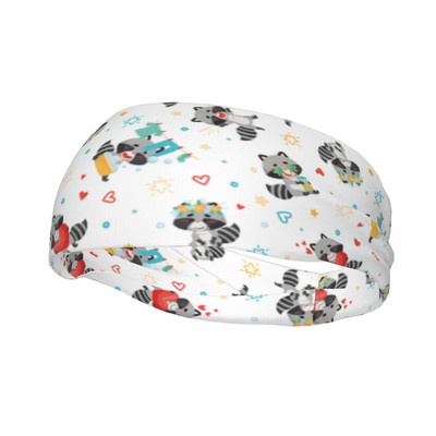 Raccoon Cartoon Prakaito juostos Elastinės bėgimo prakaito galvos juostos moterims Vyrams Neslystantis Mielas Plaukų Tvarsčiai Bėgimas Joga Plaukų Turbanas