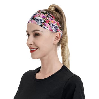 Floral Skull Women Sweatband Sweat Headband Stretch Bike Cycling Running Hair Band Μοντέρνα Headwrap Sports Safety