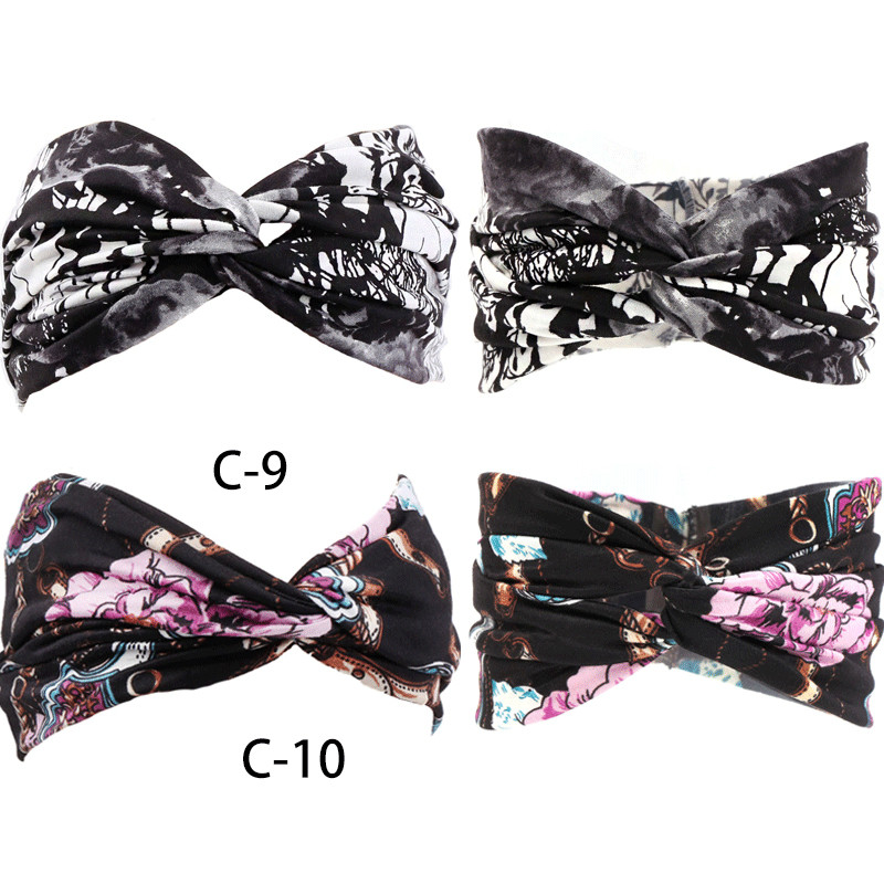 Peapael Print Bandana Elastne Knot Twist Risti juuksepaelad Juukseaksessuaarid Naistele Jõusaalis Hea kvaliteet