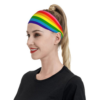 Rainbow Sweat Headwrap Вертикални линии Шаблон Лента за коса Велосипед Колоездене Бягане Sweatband Спортна безопасност за жени