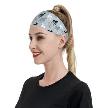 Greyhound Whippet Lurcher Galgo Dog Sweat Headband Επίδεσμος κινουμένων σχεδίων Μαλλιά μπάντα για εξωτερικό αθλητισμό Αθλητική ασφάλεια για γυναίκες