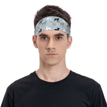 Greyhound Whippet Lurcher Galgo Dog Sweat Headband Επίδεσμος κινουμένων σχεδίων Μαλλιά μπάντα για εξωτερικό αθλητισμό Αθλητική ασφάλεια για γυναίκες