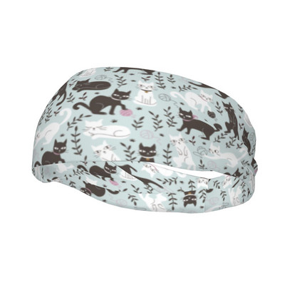 Cat Plant Sportinės prakaito juostelės moterims Vyrams, tamprūs, prakaituoti skirti galvos raiščiai Teniso sporto salė Fitneso galvos prakaito tvarsčiai Galvos apvyniojimas plaukams turbanas