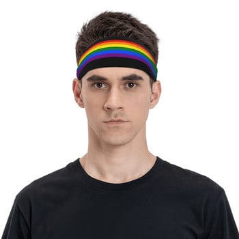  Pride Rainbow Stripe Athletic Sweatband για Unisex LGBT Elastic Sweat Headband Tennis Gym Fitness Hair Bandages Hair Turban