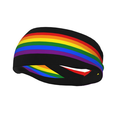  transpirație atletică cu dungi cu dungi curcubeu Gay Pride pentru unisex LGBT, bandă elastică pentru transpirație, tenis, sală, fitness, bandaje de păr, turban de păr