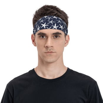 Hamptons Ocean Sea Starfish Headband Head Sweat Bands Hair Bands Jog Basketball Running Sweatband Sports Safety for Men