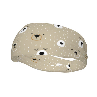 Slatki medvjed Biciklistička znojnica za žene Muškarci Životinja rastezljiva znojna traka za glavu Yoga Odbojka Zavoj za kosu Pokrivalo za kosu Turban