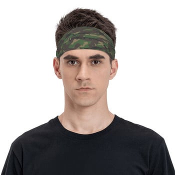 Ζούγκλα Καμουφλάζ Headband Ιδρώτας Επίδεσμος Στρατού Στρατιωτικός Camo Ζώνη μαλλιών Ποδήλατο Ποδηλασία Τρέξιμο Sweatband Sports Safety για άνδρες