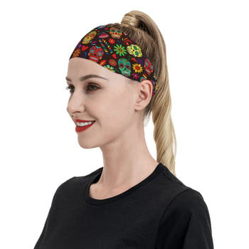 Day Of The Dead Skulls Headband Head Sweat Bands Sugar Skull Hair Band Fitness Sports Yoga Sweatband Sports Safety για άνδρες