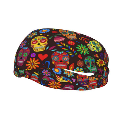 Day Of The Dead Skulls Fejpánt Fej izzasztószalagok Sugar Skull Hajpánt Fitness Sport Jóga Verejtékszalag Sport Biztonság férfiaknak