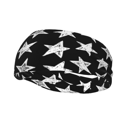 „Star Pattern“ sportinė saugos prakaito juostelė, skirta „Unisex“ minkšta prakaito juostelė Bėgiojimas Joga Plaukų Tvarsčiai Galvos apdangalai Plaukų Turbanas