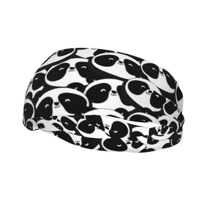 Panda drăguț Sport Benzi pentru transpirație de siguranță cu animale din desene animate Bentite elastice pentru transpirație Jogging Yoga Cap Bandaj pentru transpirație Benzi pentru transpirație pentru păr