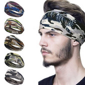 Turban Camouflage Fitness Beh pre mužov Ice Silk Čelenka do vlasov Športová čelenka v kórejskom štýle