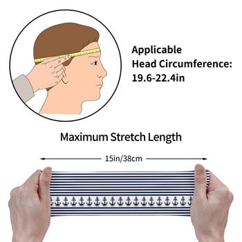 Μπλε άγκυρα Sweatband Stretch Sport Safety Sweat Headband Headwear Nautical Navy Head Sweat Bandages Fitness Yoga Hair Turban