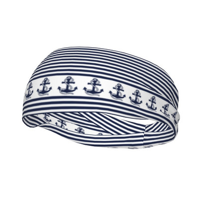 Mėlyna Anchor Prakaito juosta Stretch Sport Safety Prakaito galvos juosta Galvos apdangalai Jūrų laivyno galvos prakaito tvarsčiai Fitneso Joga Plaukų Turbanas