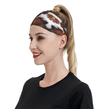 Δέρμα αγελάδας Rodeo Sweatbands Γούνα ζώων Δέρμα Δερμάτινο Υφή Μαλακό Ιδρώτα Headband Γυμναστήριο Γυμναστήριο Yoga Hair Επίδεσμος Headwrap Hairwrap