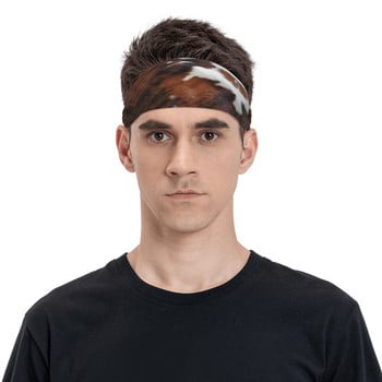 Δέρμα αγελάδας Rodeo Sweatbands Γούνα ζώων Δέρμα Δερμάτινο Υφή Μαλακό Ιδρώτα Headband Γυμναστήριο Γυμναστήριο Yoga Hair Επίδεσμος Headwrap Hairwrap