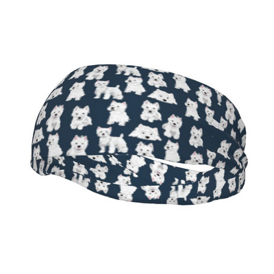 Westie Treniruotės Prakaito juostelės Vakarų Škotijos terjeras Šuo šuniukas Prakaito galvos juostos Sporto salė Fitnesas Joga Plaukų Tvarsčiai Galvos apdangalai Plaukų Turbanas