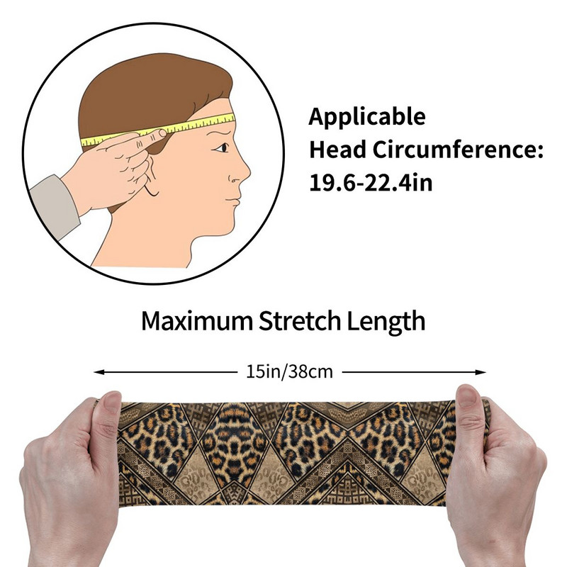 Leopardo kailis su etniniais ornamentais Prakaito juostos plačios treniruotės Prakaito galvos juostos Leopardo galvos prakaito tvarsčiai Jogos prakaito prausimosi juosta