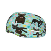 Prancūzų buldogas Velykų pavasario šunų bėgimo juosta su prakaitu Elastinės prakaito galvos juostos Sporto salė Fitneso Plaukų Tvarsčiai Galvos apvyniojimas Prakaito prausimosi juostos