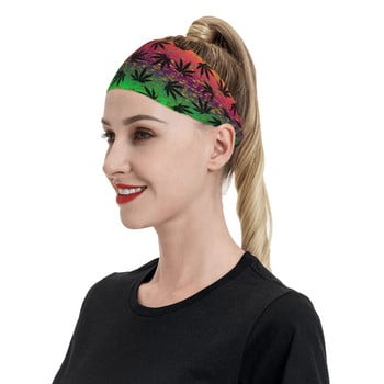 Cannabis Leaf Plant Ανδρικό Sweatband Headband Basketball Running Sport Ζάντα μαλλιών Grunge Ethnic Hemp Leaves Headwrap Sports Safety